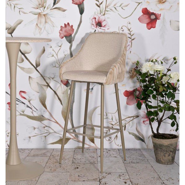 Krēmkrāsas polsterēti bāra krēsli ar roku balstiem (2 gab.) (sēdekļa augstums 78 cm) Alaska – Mauro Ferretti-image-1