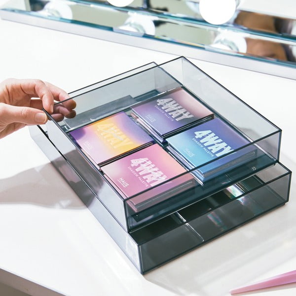 Matēts melns vannas istabas organizators kosmētikai no pārstrādātas plastmasas – iDesign-image-1