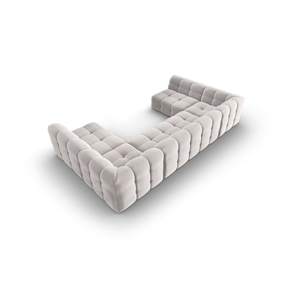 Gaiši pelēks samta stūra dīvāns (U veida) Kendal – Micadoni Home-image-4