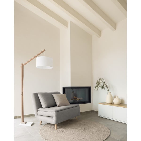 Gaiši pelēks/ziloņkaula krāsas ar rokām darināts vilnas apaļš paklājs ø 200 cm Takashi – Kave Home-image-1