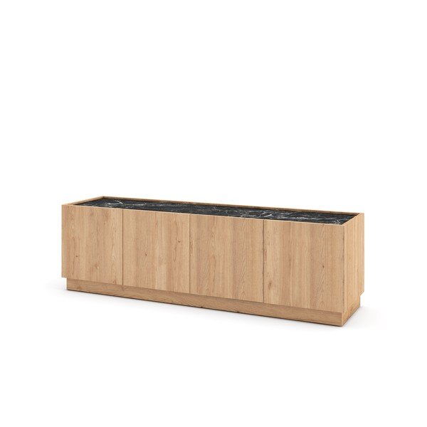 Melns/dabīga toņa ozolkoka imitācijas TV galdiņš 160x48 cm Dione – Marckeric-image-3