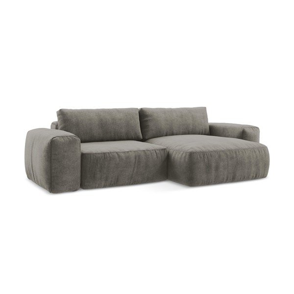 Pelēks salokāms stūra dīvāns no šenila auduma (ar labo stūri/ar zvilni) Kuki – Makamii-image-2