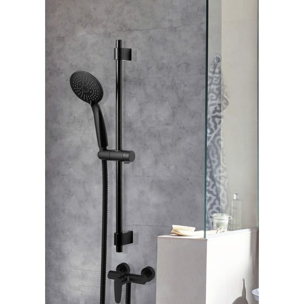 Melns nerūsējošā tērauda dušas komplekts 66cm Young – Wenko-image-1