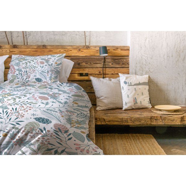 Balta/zila vienguļamā gultas veļa no kokvilnas satīna 140x200 cm Pastel Christmas – Butter Kings-image-1