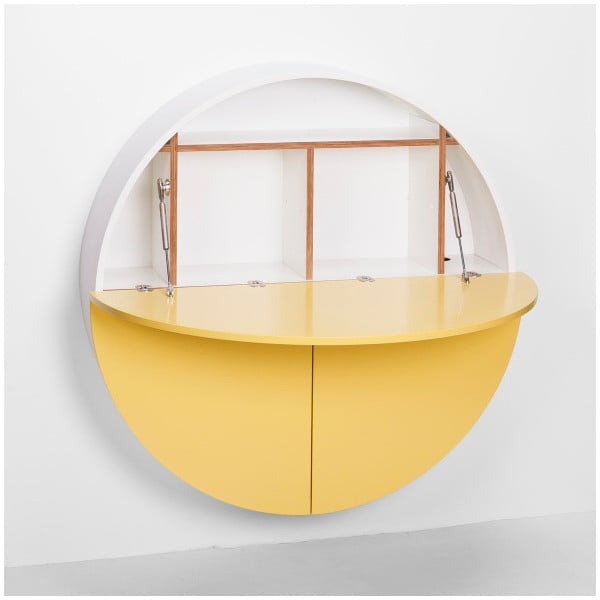 Dzeltens un balts daudzfunkcionāls sienas galds EMKO Pill-image-2