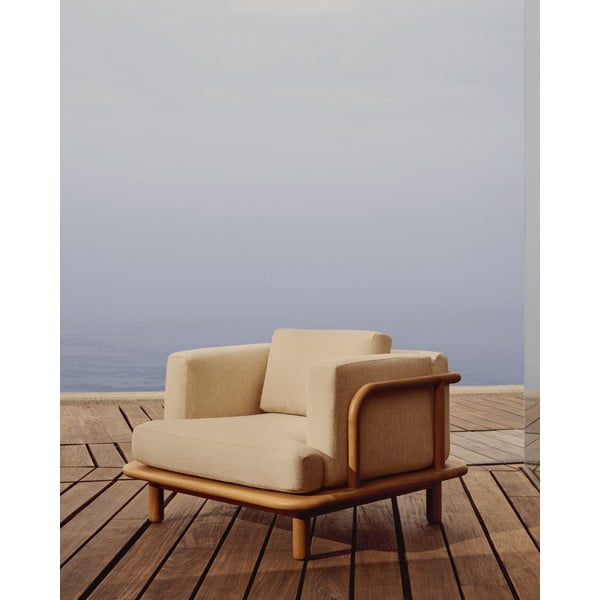 Bēšs/dabīga toņa masīvkoka dārza atpūtas krēsls Turqueta – Kave Home-image-1