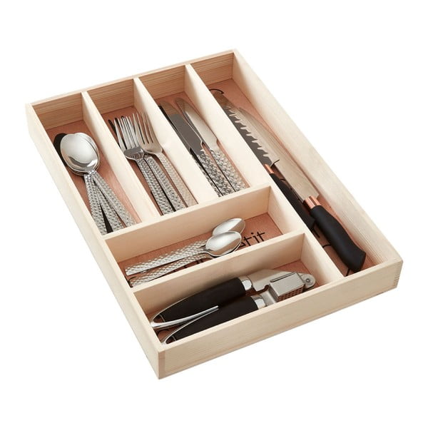 Dabīga toņa koka galda piederumu organizators 30 x 42 cm Bessan – Premier Housewares-image-1