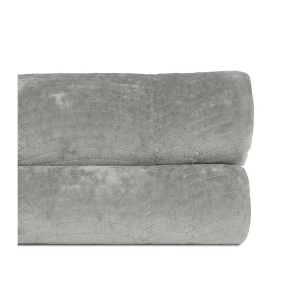 Dūmakaini zaļš samta stepēts gultas pārklājs 180x260 cm – Ixia