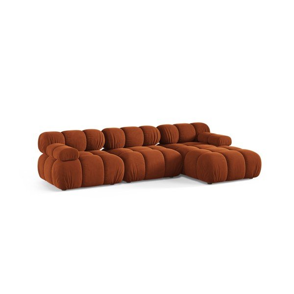 Terakotas oranžs samta modulārais stūra dīvāns (ar labo stūri/ar zvilni) – Micadoni -image-2