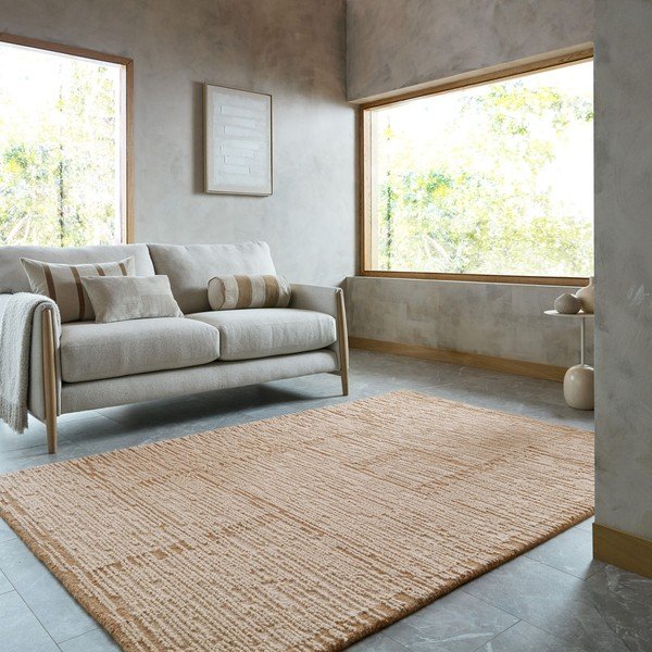 Dabīga toņa ar rokām darināts vilnas paklājs 140x200 cm Harris Modula Wool – Flair Rugs-image-1