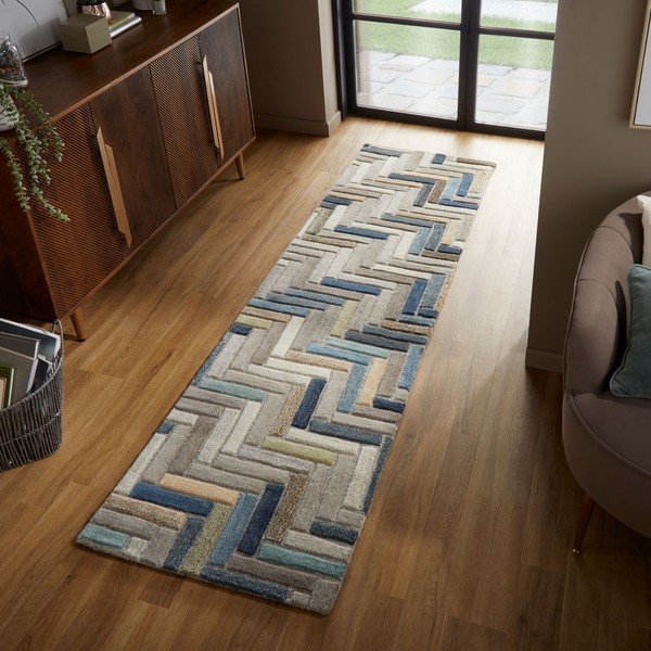 Pelēki zils vilnas paklājs Flair Rugs Russo, 60 x 230 cm-image-4
