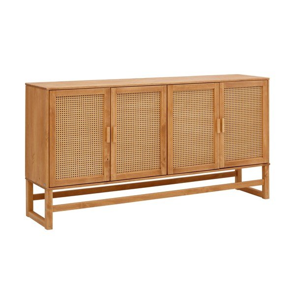 Kumode no priedes koka ar rotangpalmas durvīm Støraa Jolene, platums 170 cm-image-1