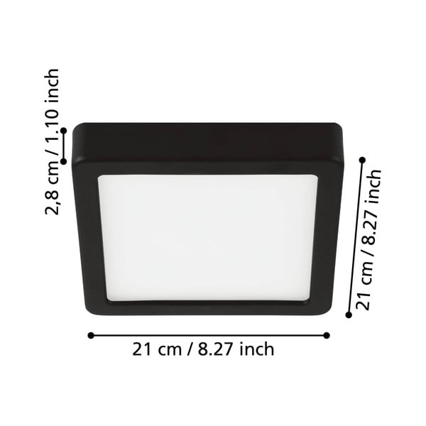 Melna LED griestu lampa 21x21 cm FUEVA 5 – EGLO-image-4