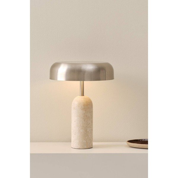 Sudraba krāsas galda lampa 
no travertīna
 (augstums 46 cm) Ina – Jotex-image-1