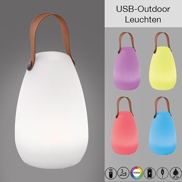 Balta/brūna LED galda lampa (augstums 26 cm) Ruby – Fischer & Honsel-image-2