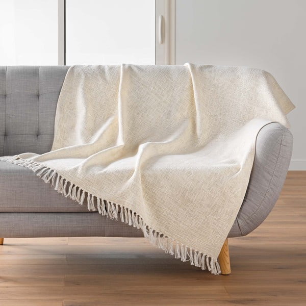 Krēmkrāsas pleds no kokvilnas maisījuma 125x150 cm Ziggy – douceur d'intérieur-image-1