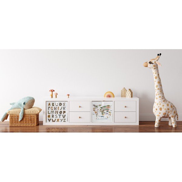 Balts tekstila bērnu rotaļlietu organizators 32x32x32 cm Dino World Map – Butter Kings-image-1