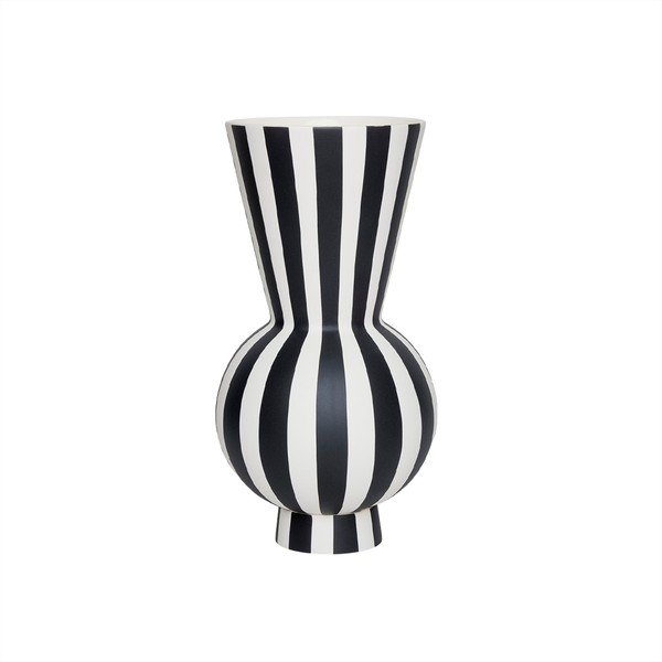 Balta/melna akmensmasas rokām darināta vāze (augstums 28 cm) Toppu – OYOY Living Design