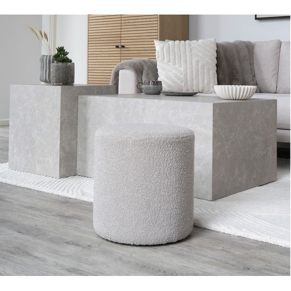 Bēšs pufs no buklē auduma Ejby – House Nordic-image-1