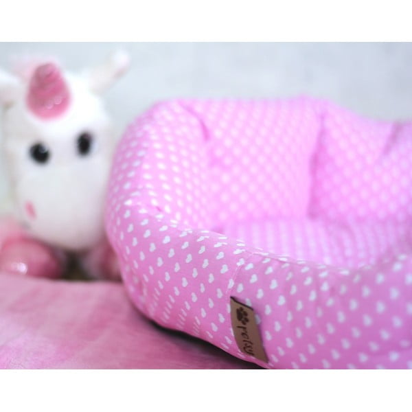 Rozā kokvilnas gulta mājdzīvniekiem 65x50 cm Pinky – Petsy-image-2