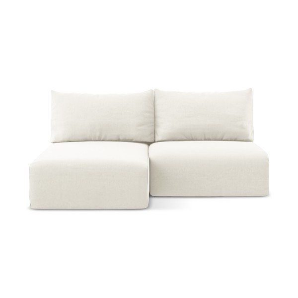 Krēmkrāsas samta salokāms stūra dīvāns ar uzglabāšanas vietu (ar kreiso stūri/ar zvilni) Kalena – Makamii