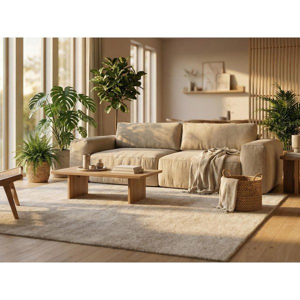 Sinepju dzeltens salokāms dīvāns no šenila auduma 275 cm Kuki – Makamii-image-1