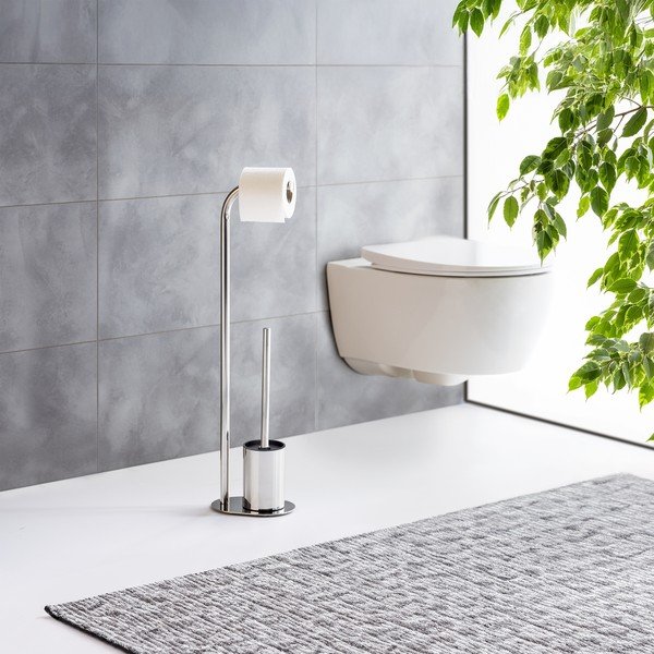 Spīdīgas sudraba krāsas nerūsējošā tērauda tualetes papīra turētājs ar statīvu Levante – Wenko-image-1