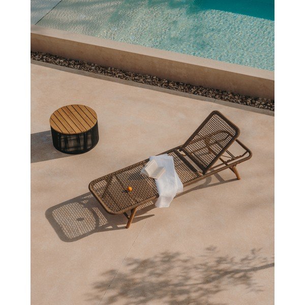 Brūns masīvkoka/metāla dārza zvilnis Dandara – Kave Home-image-1