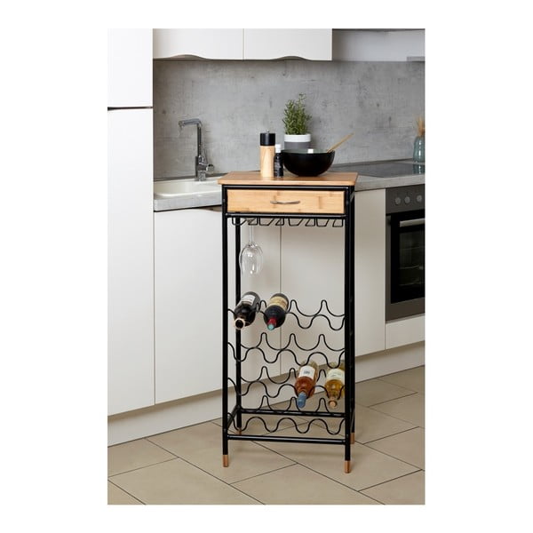 Melns/dabīga toņa metāla vīna skapis pudeļu skaits 16, 48x95 cm Loft – Wenko-image-3