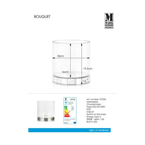 Galda vāze ar iebūvētu LED apgaismojumu Markslöjd Bouquet, augstums 19 cm-image-3