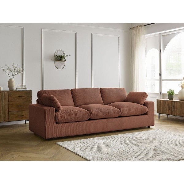 Oranžs velveta dīvāns 250 cm Belair – Bobochic Paris-image-1