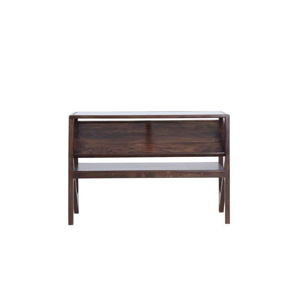 Tumša dabīga toņa konsoles galds ar stikla galda virsmu 41x119 cm Yuki – Light & Living-image-3