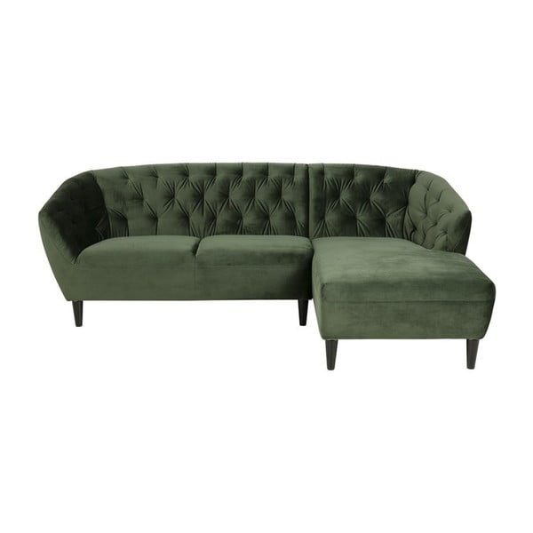 Tumši zaļš samta stūra dīvāns Actona Ria, labais stūris