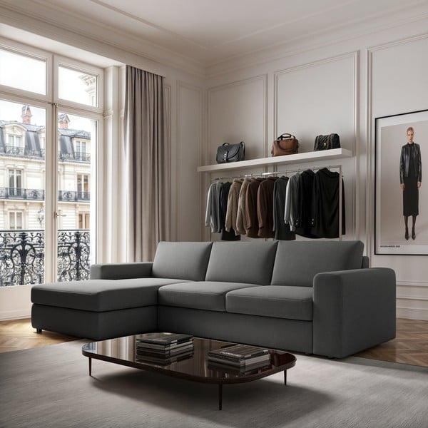 Pelēks stūra dīvāns (ar kreiso stūri/ar zvilni) Baga – Rodier-image-1