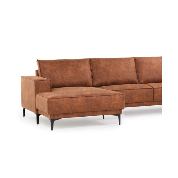 Konjakbrūns stūra dīvāns no ādas imitācijas (ar kreiso stūri) Copenhagen – Scandic-image-4