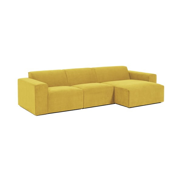 Dzeltens velveta stūra moduļu dīvāns Scandic Sting, labais stūris-image-2