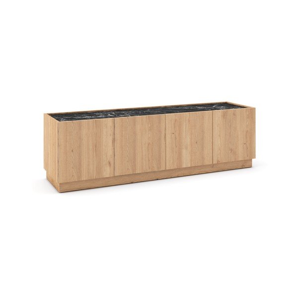 Melns/dabīga toņa ozolkoka imitācijas TV galdiņš 160x48 cm Dione – Marckeric-image-2