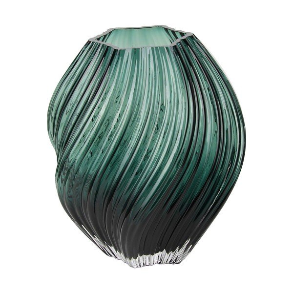 Tumši zaļa stikla rokām darināta vāze (augstums 23 cm) – House Nordic