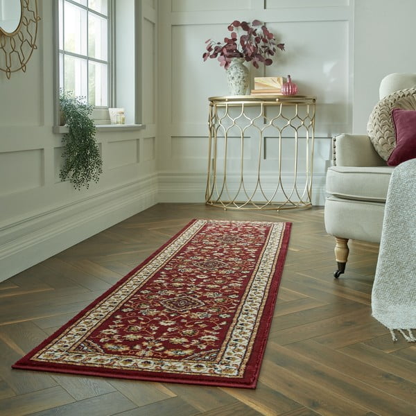 Sarkans celiņa paklājs 66x300 cm Sherborne – Flair Rugs-image-1