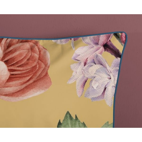 Okera dzeltena divguļamā gultas veļa no kokvilnas satīna 240x220 cm Fiori – Descanso-image-3