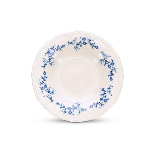 Balts/zils zupas porcelāna šķīvis ø 23,5 cm Retro – BonBistro-image-2