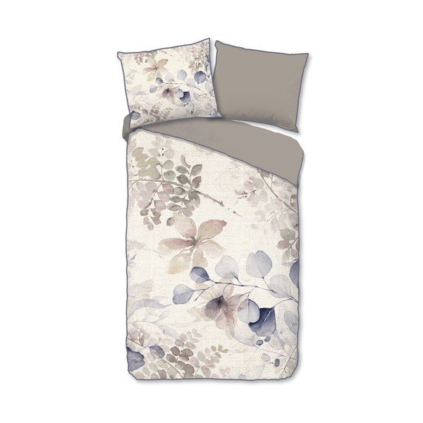 Bēša vienguļamā gultas veļa no kokvilnas satīna 140x220 cm Fivien – Descanso