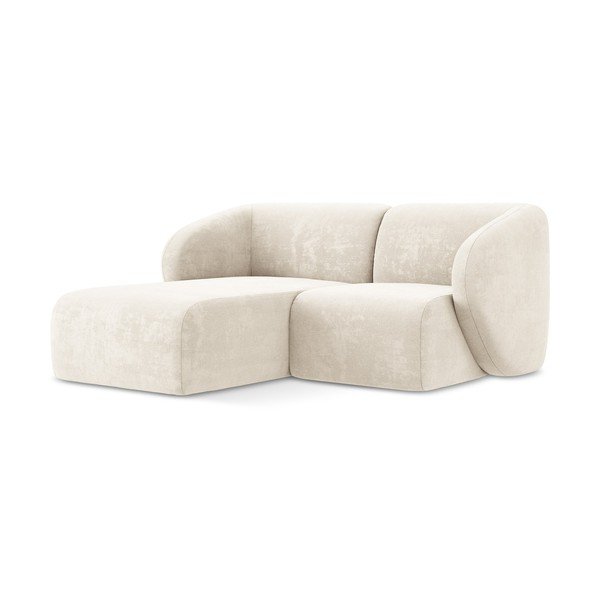 Bēšs stūra dīvāns no šenila auduma (ar kreiso stūri/ar zvilni) Lani – Makamii-image-1