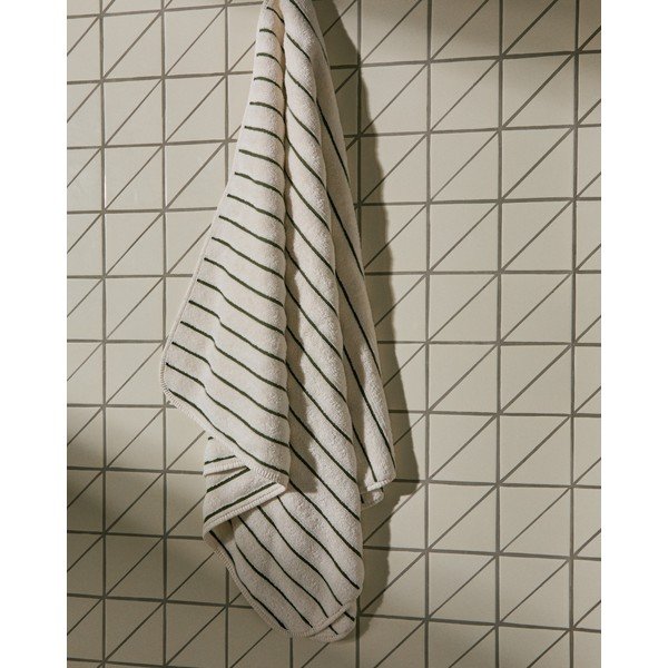Zaļš/bēšs frotē kokvilnas dvielis 70x140 cm Dorane – Kave Home-image-2