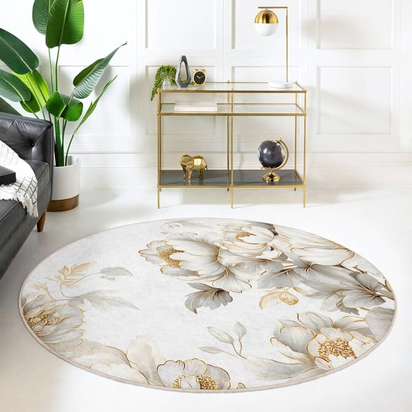 Gaiši pelēks/bēšs mazgājams apaļš paklājs ø 80 cm Soft and Gentle – Mila Home-image-3