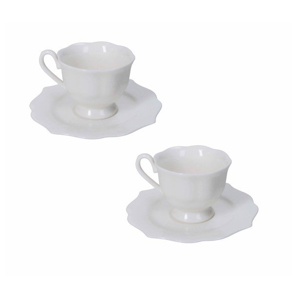 Baltas tasītes (2 gab.) no sintētiskā kaula porcelāna 80 ml Queen – Brandani