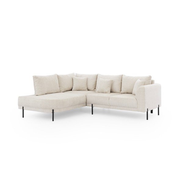 Bēšs stūra dīvāns no šenila auduma (ar kreiso stūri/L veida) Mauris  – Ropez-image-2