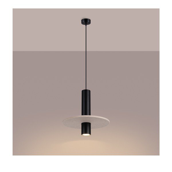Melna/bēša metāla piekaramā lampa ø 30 cm Olisa – Sollux-image-2