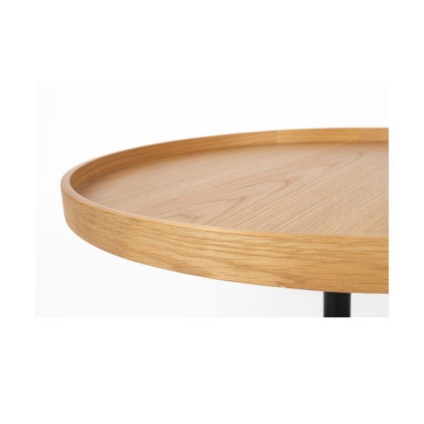 Dabīga toņa apaļš žurnālgaldiņš ar ozolkoka imitācijas galda virsmu ø 70 cm Yuri L – White Label-image-3