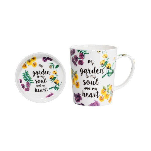 Maxwell & Williams Soul Heart kaula porcelāna krūzes un paplātes komplekts, 400 ml